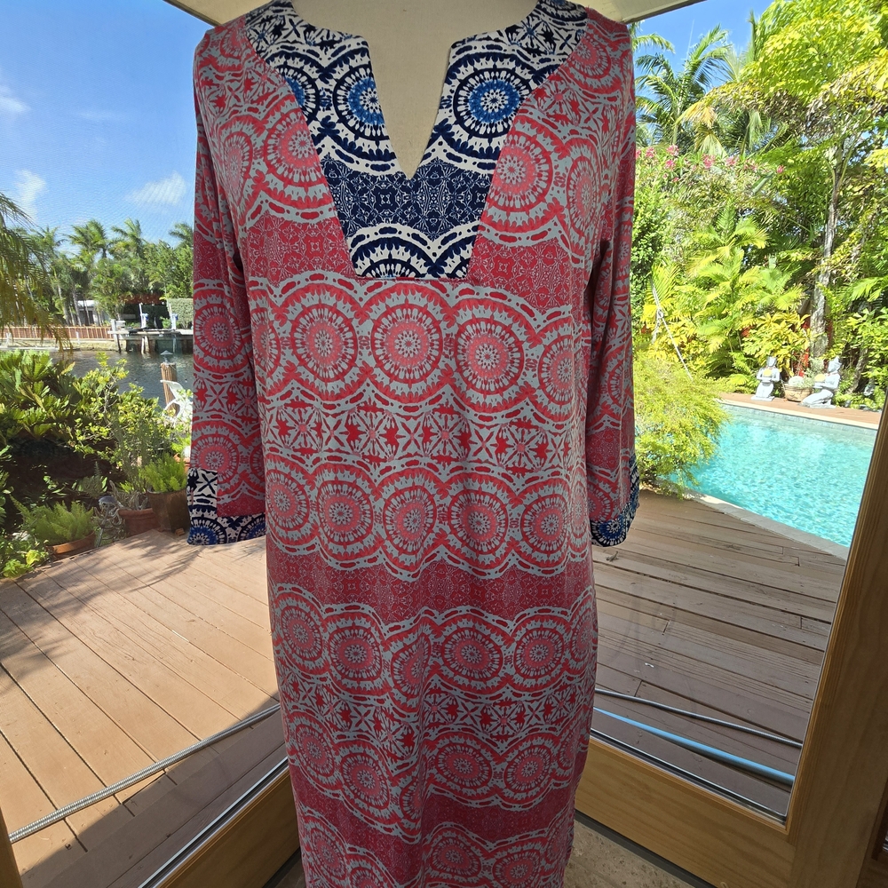 Caribbean Joe Pink and Blue Swim Coverup